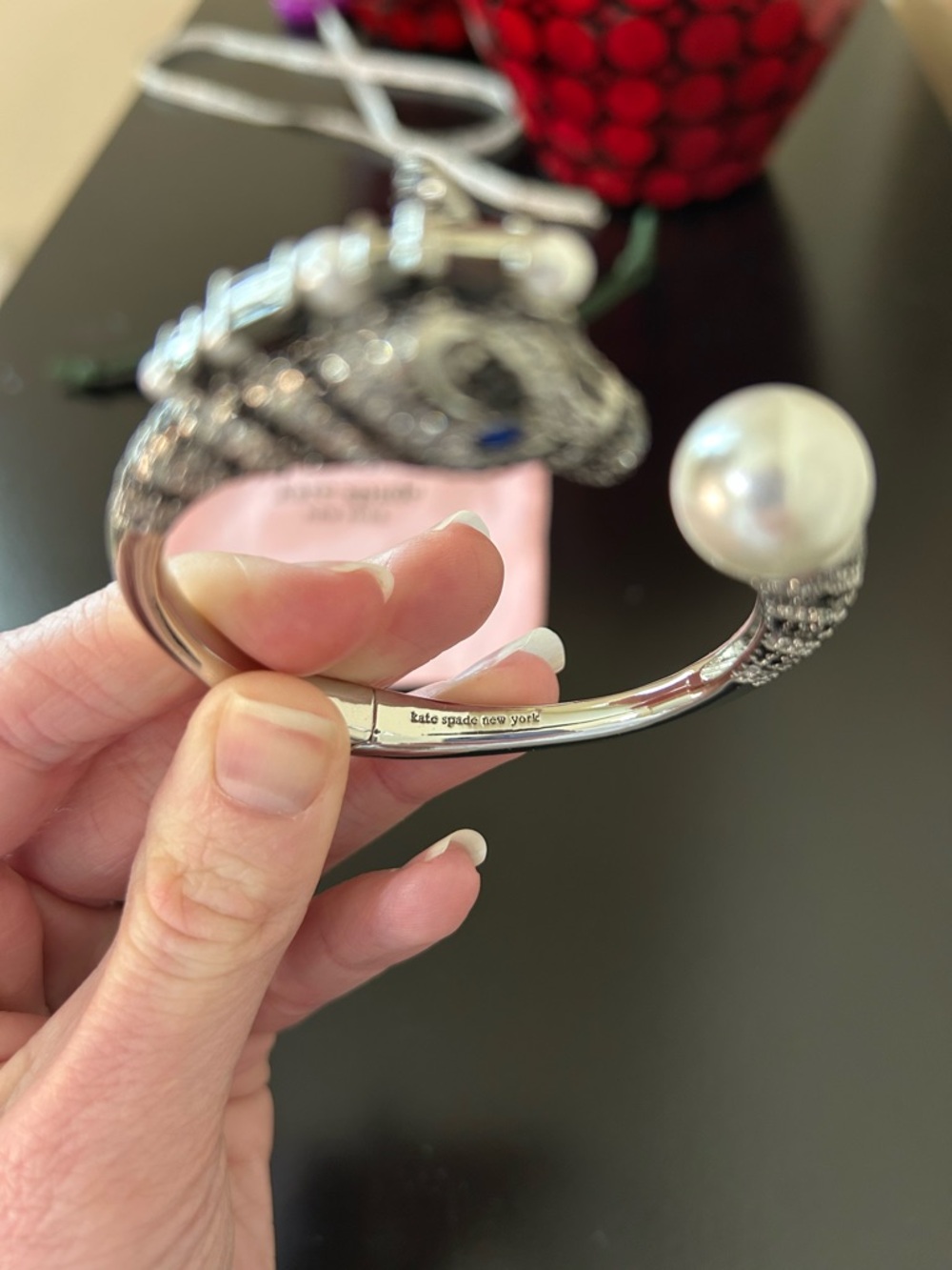 kate spade Silver Zebra Earn Your Stripes Hinge Cuff Braclet - Picture 7 of 15